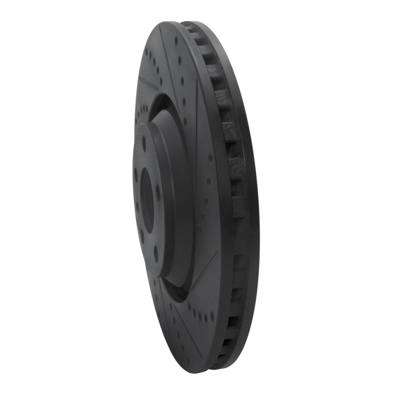 Audi TTS Quattro Brake Rotor (1) - Front Right - R1 Concepts - Drilled & Slotted - Black - `08-`11